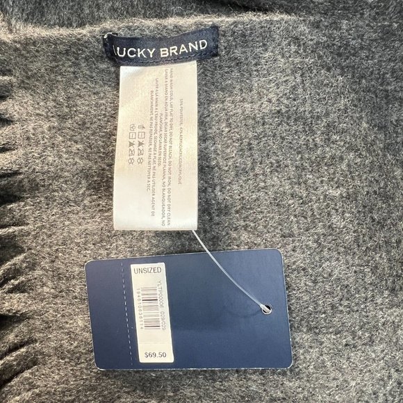 Lucky Brand Heather Dark Grey Brushed Knit Fringe Long Scarf Soft Wrap New NWT - Picture 7 of 12